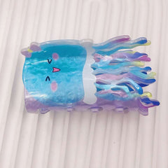 Water print acrylic fashion Korean double-sided printed ocean Shark adult large hair claw clip