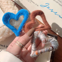 Autumn Winter Wool Love Hairpin Metal Shark Hair Claw Clip