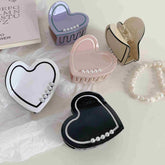Korean acetic acid hairpin purple pink pearl love shark clip fashion hairpin new style Heart hair claw clip