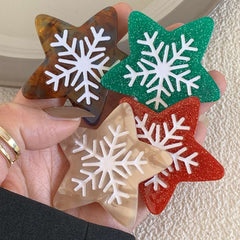 Pentagram acetate hairpin Cute Snowflake fringe side clip Simple temperament duck clip delicate barrette new