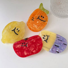 Cartoon fruit and vegetable series claw clip apple carrot lemon acetic acid hairpin personality funny shark clip hair accessories