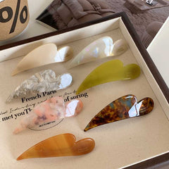 Korean simple temperament acetic acid oblique heart hair clip edge clip Japanese girl heart spring clip bangs clip hair accessories