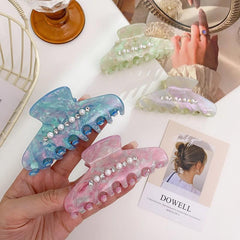New acetic acid plate rhinestone pearl hairpin acetate hair shark clip hair claw accessories