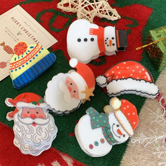 New Christmas Acetate hair clips Red Santa hair accessories Cute claw clip Snow shark clip