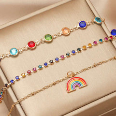 New multicolored multi-layer necklace for female niche design feel claw diamond rainbow fold wear summer dopamine necklace