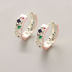 18K Earring New inlaid diamond enamel glaze drop oil exaggerated niche irregular shape temperament earrings girl