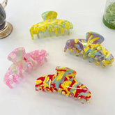 New Summer Clear Floral Acetate Clip Color large simple Dopamine Shark clip Jelly texture hairpin