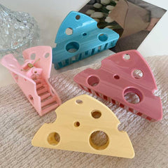 Cheese claw clip pan hair shark clip ins Korean fun hair claw triangle hollow hair clip