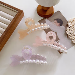 Korean acetate fishtail hairpin Back head hairpin Shark clip Elegant pearl clip accessories