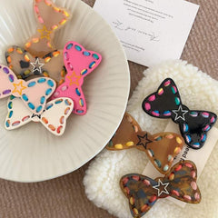 Sweet cool girl color hair clip hand knitted wool bow duck beak clip bow hair barrette accessories