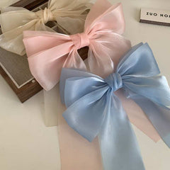Sweet bow clip sen fairy Korean hairpin gauze ribbon fresh spring clip sweet hair accessories
