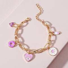 Fashion cute dripping eyes Love pendant green purple bracelet accessories