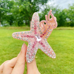 New flash super rhinestone pink starfish clip small temperament hairpin light luxury hair accessories