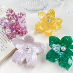 Acetic acid flower clip temperament beautiful hair clip pan hair clip holiday pearl shark clip