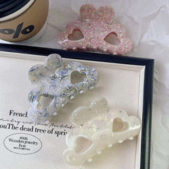 Niche design rhinestone claw clip love acetic acid hairpin back head hairpin shark clip acetate women hair accessories