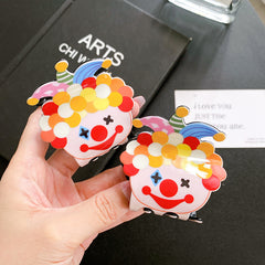 Acetate printed clown clip hair cartoon clip cute disc hair clip acrylic clown accessories