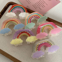 Sweet Cartoon Rainbow Clouds Hair Clip Acrylic Shark Claw