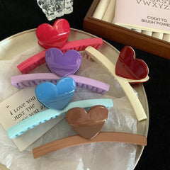 Colorful dopamine Heart claw clip women's large shark clip hair accessories