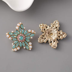 Fashion personality creative new five-pointed star ring alloy diamond pearl earrings