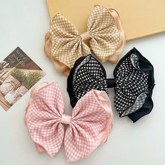 Korea small fresh plaid curly edge bow hairpin tied hair head spring clip hairpin