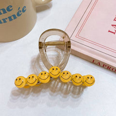 Fresh green & cute smiling face ~ Hairpin female back head hairpin claw 2023 new summer shark clip ins style