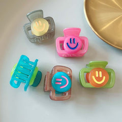 Colorful smiley face hair claw clip Korean acrylic acetate hair accessory bangs grab Instagram teenage Internet celebrity square hair claw