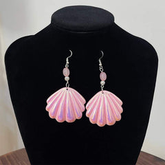 New fashion pink shell beaded jewelry set Bright color small fresh acrylic earring necklace bracelet