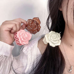 French Retro Rose Shark Clip Flower Hair Accessory Niche Design