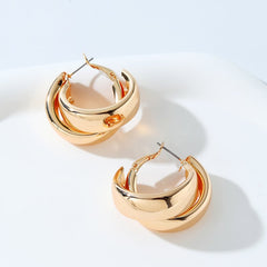 Instagram smash accessories exaggerated simple metal hoops round earrings
