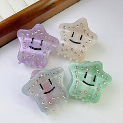 New five-pointed star acetic acid clip star smiley hair clip broken hair clip rhinestone shark clip women hair accessories