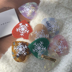 Snowflake Heart Acetate hair clip Side fringe clip Heart Duck clip Christmas hair clip New hair accessories