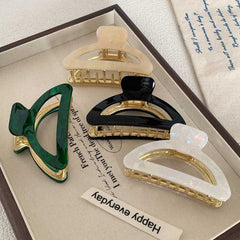 Acetic acid semicircle metal clip female back hair shark clip large hairpin 2023 new hairpin accessories