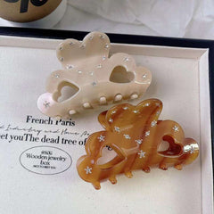 Niche design rhinestone claw clip love acetic acid hairpin back head hairpin shark clip acetate women hair accessories