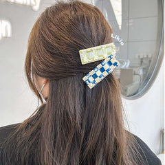 Acetic acid floating pearl wave clip 2023 side clip hair side clip shark checkerboard barrette