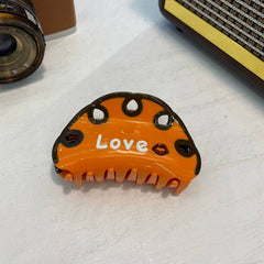 New acetic acid clip letters LOVE color matching simple hair clip cartoon circle hair grab wave circle back head clip