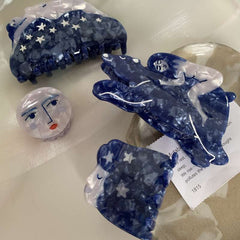 Blue Dream Star hairpin Creative niche acetate shark clip grab clip large hair volume back head headpiece