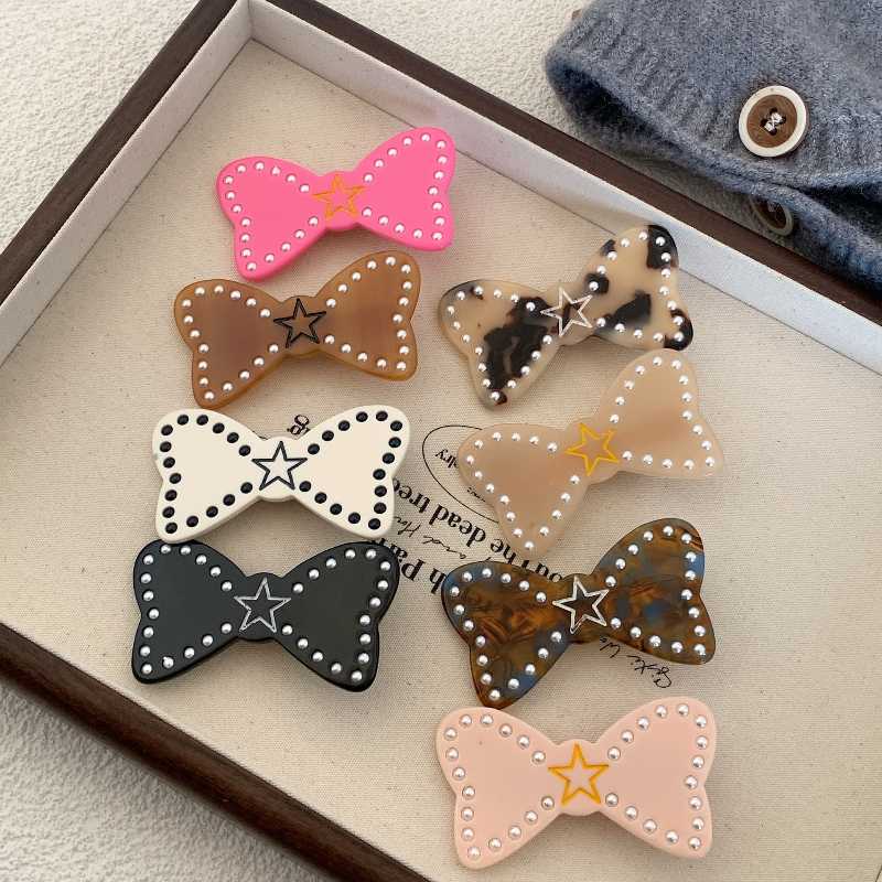 Korean Sweet Duckbill Clip Five-Point Star Bow Hairpin Accessory