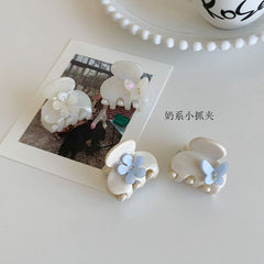 Korean cute fashionable acetic acid small clip delicate fairy butterfly flowers inlaid rhinestone mini clip head accessories