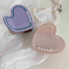 Korean acetic acid hairpin purple pink pearl love shark clip fashion hairpin new style Heart hair claw clip
