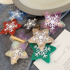 Pentagram acetate hairpin Cute Snowflake fringe side clip Simple temperament duck clip delicate barrette new