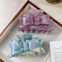 Rhinestone bow claw clip Heavy double butterfly hair clip Niche diamond-lettering shark clip female hair accessories