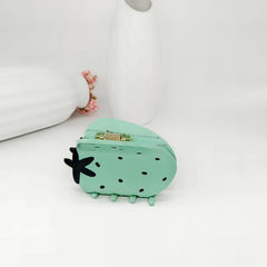 Korean new popular green strawberry fruit clip small fresh hairpin semi-tie hair accessories hair claw clip