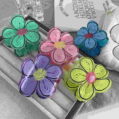 New children's graffiti flower claw clip cute Hair Bun claw clip Girl sweet dopamine hair accessories