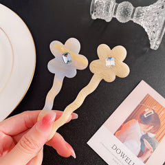 Acetic acid plate flower disc hairpin simple hair clasp back head rhinestone hair stick
