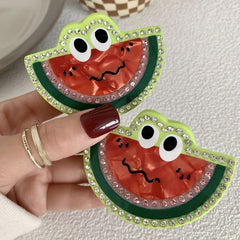 Funny Cartoon Eyes Rhinestone Watermelon Hair Claw Clip