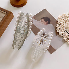 Korean acetate fishtail hairpin Back head hairpin Shark clip Elegant pearl clip accessories