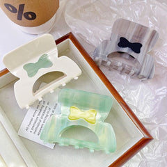 Korean bow hair clip cute acetic acid shark clip sweet gradient color girl claw clip hair accessories
