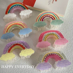 Sweet Cartoon Rainbow Clouds Hair Clip Acrylic Shark Claw