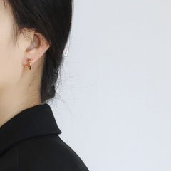 French gold diamond-set diamond design sense earrings female vintage C-type large circle earrings