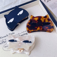 New cat clip temperament acetic acid clip sweet cute metal shark clip acetate cat glitter hair claw female hair accessories
